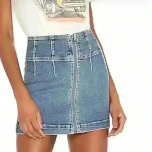 Free People Virgo denim yoked skirt size 31 - Picture 1 of 8